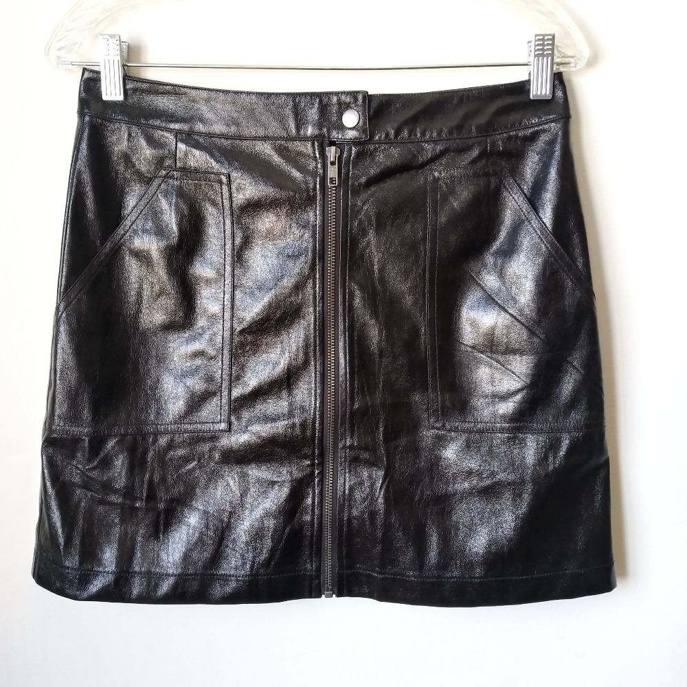 MINKPINK Coyote Vegan Leather Mini Skirt Goth Moto Biker Rock - Picture 3 of 13